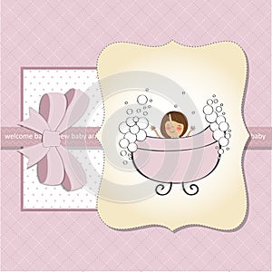 Romantic baby girl shower card