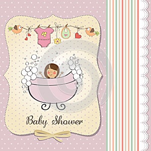 Romantic baby girl shower card