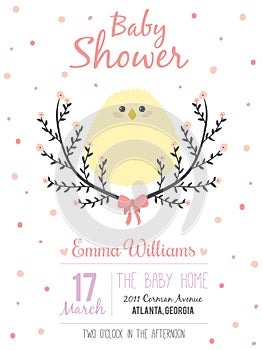 Romantic baby shower card for girl