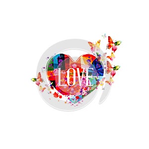 Romantic background with heart. Happy Valentine\'s Day cute banner, poster, card