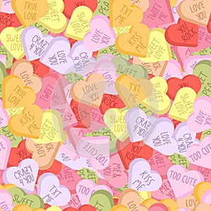 Romantic background with heart shaped candy.