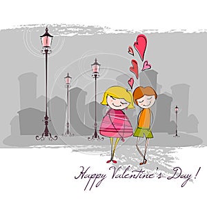 Romantic background with illustrated couple