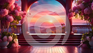 Romantic background for online webinars, vintage background with pink color,