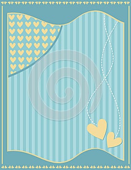 Romantic background with stripes and hearts