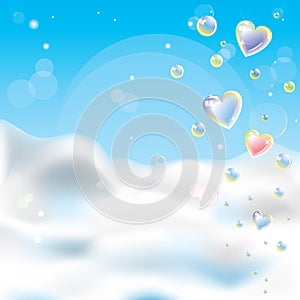 Romantic background with transparent glitter hear