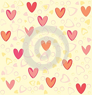 Romantic Background for Valentines Day With Love Heart Flowers Leaves Hexagons Circles Dots