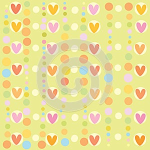 Romantic Background for Valentines Day With Love Heart Flowers Leaves Hexagons Circles Dots