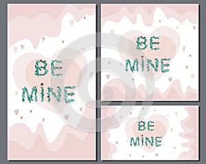 Romantic banner with a set of square format 1Ñ…1, 9x16 and 2560x1440 for Valentine`s day or wedding, vector stock illustration