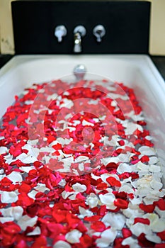 Romantic bathtub with flowers
