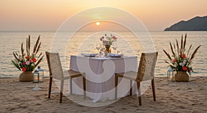 Romantic Beach Dinner Sunset