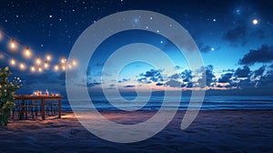 Romantic Beach Dinner Under Starlit Sky