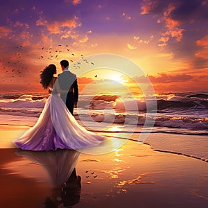 Romantic Beach Wedding at Sunset