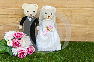 Romantic Bear on wedding Scene