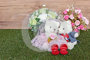 Romantic Bear on wedding Scene