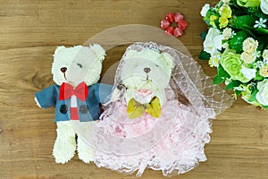 Romantic Bear on wedding Scene
