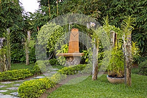 Romantic bench in the garden