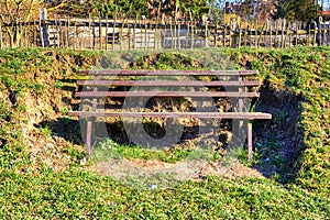 Romantic bench in a nature park in spring