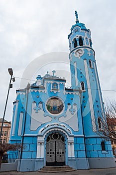 Romantic blue church in Bratislava. The south side of art-deco St. Elisabeth church in Bratislava, Slovakia