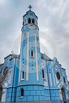 Romantic blue church in Bratislava. The south side of art-deco St. Elisabeth church in Bratislava, Slovakia