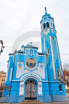 Romantic blue church in Bratislava. The south side of art-deco St. Elisabeth church in Bratislava, Slovakia