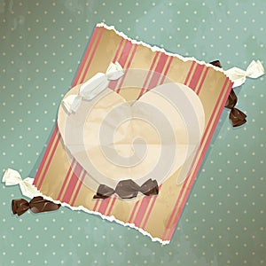 Romantic blue vintage illustration with candies