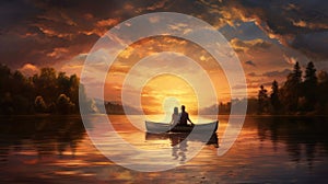 Romantic boat trip on a lake - people photography