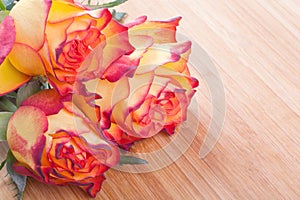 Romantic bouquet of orange coloured roses