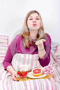 Romantic breakfast in bed