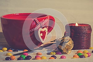 Romantic breakfast of hot beverage