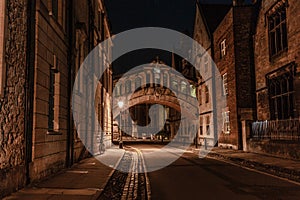 The romantic Bridge of Sighs in Oxford at night - 4