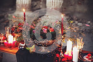 Romantic candle light dinner