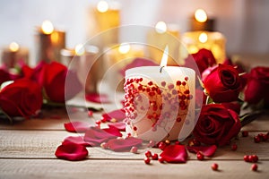 Romantic Candles and Hearts Valentine\'s Setting