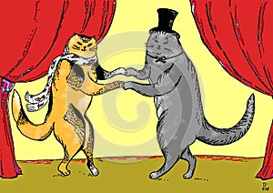Romantic card with dancing cats