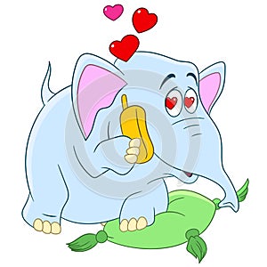 Romantic cartoon elephant