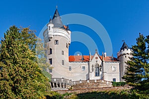 Romantic castle Zleby near Caslav national cultural landmark,