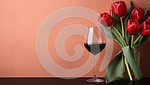 Romantic celebration wine, flowers, love, elegance, freshness, nature, bouquet generated by AI