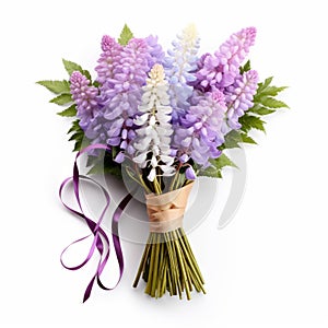 Romantic Charm: Purple And White Lupin Flower Bouquet