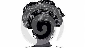 Romantic Chiaroscuro: Vectorized Drawing Of Black Woman\'s Hair With Bun