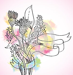 Romantic colorful wild flower background