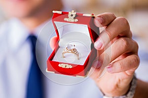 The romantic concept with man making marriage proposal