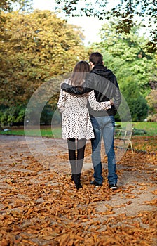 Romantic coouple in the Luxembourg garden