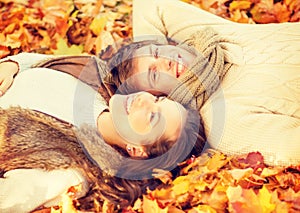 Romantic couple in the autumn park