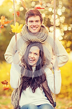 Romantic couple in the autumn park