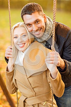 Romantic couple in the autumn park