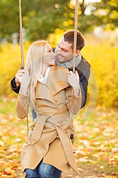 Romantic couple in the autumn park