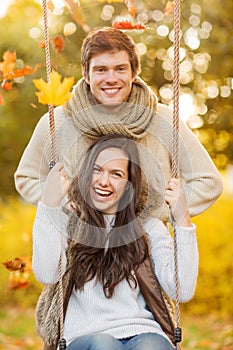 Romantic couple in the autumn park