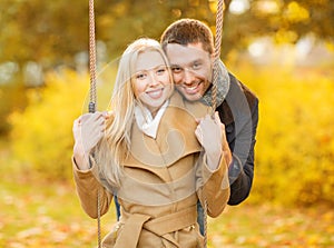 Romantic couple in the autumn park