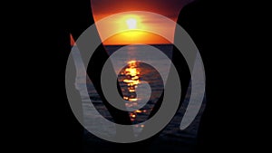 romantic couple at beach during sunset