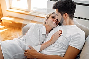 Romantic couple in bed