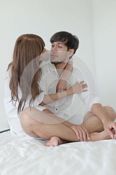 A Romantic couple in bedroom